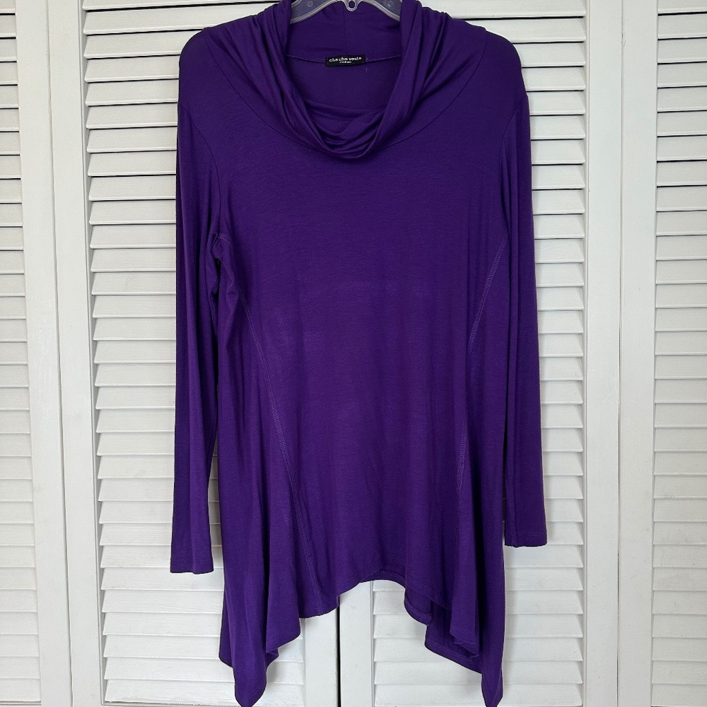 WOMEN'S CHA CHA VENTE COWL NECK PURPLE DRESS, SIZE: MEDIUM